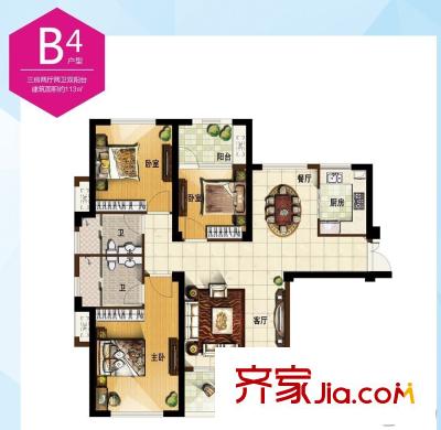 福寧灣濱海新城113平方米三房兩廳兩衛(wèi)（B4） 3室2廳2衛(wèi)1廚
