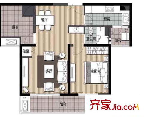 骏丰嘉骊花园户型图户型图 1室2厅1卫