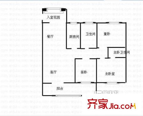骏丰嘉骊花园户型图户型图 3室2厅2卫1厨