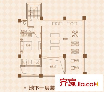 泰禾金尊府?首璽城央別墅A戶型地下一層146平方米 6室4廳4衛(wèi)2廚