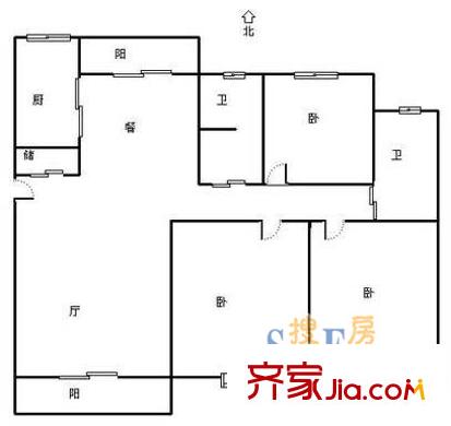 海怡花園(浦東)戶型圖上海 海怡花園別墅 戶型圖 3室2廳2衛(wèi)1廚