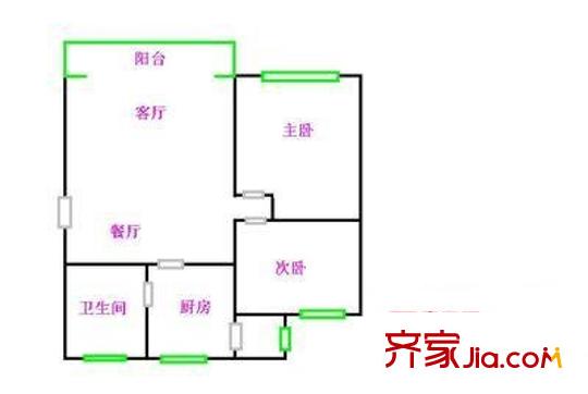大上海国际花园莱茵园 2室 户型图