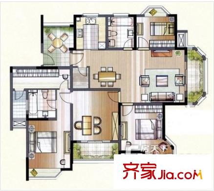 朗庭上郡苑户型图 户型图 4室2厅2卫1厨
