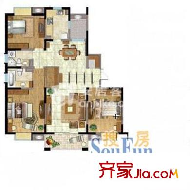 上海 新塘橋生活廣場3室 戶型圖