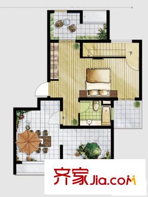 臨港藍色城邦戶型圖C復式戶型二層 2室2廳1衛(wèi)1廚