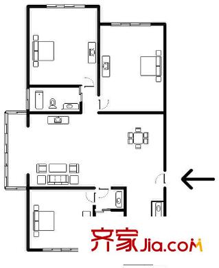 上南花苑西苑戶型圖戶型圖 3室2廳2衛(wèi)1廚