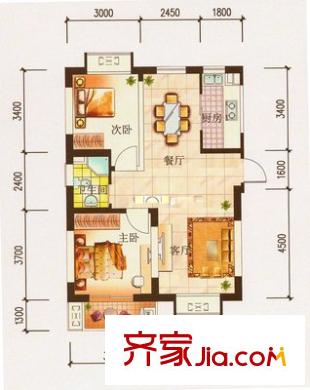 新德三村 2室 戶型圖