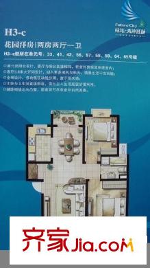 綠地東岸漣城戶型圖戶型圖 2室2廳1衛(wèi)1廚