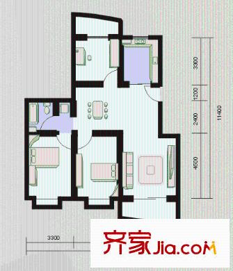 綠地東岸漣城戶型圖戶型圖 2室2廳1衛(wèi)1廚