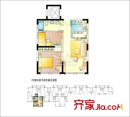 恒陇丽晶公寓户型图02室 2室2厅1卫