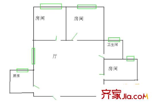 上海 金楊公寓3室 戶型圖