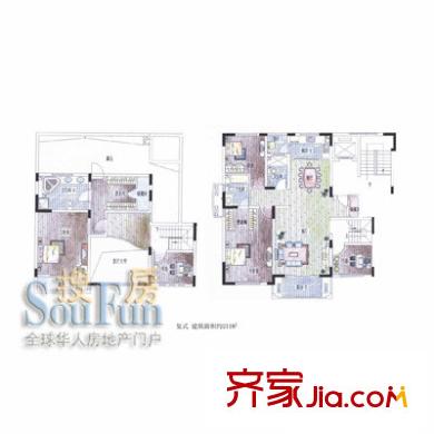 帝豪苑户型图复式 5室2厅3卫1厨