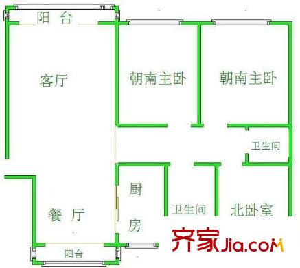 帝豪苑 3室 户型图