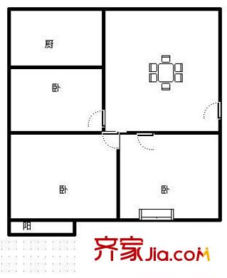 機(jī)床廠宿舍 3室 戶型圖
