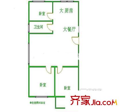 化肥廠華林路單位宿舍 3室 戶型圖