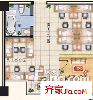 航空大廈 1室 戶型圖