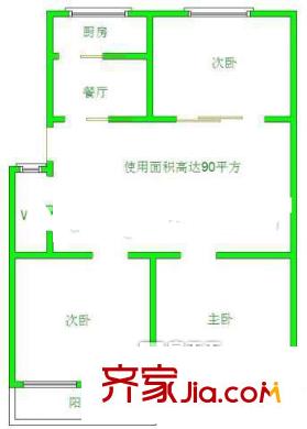廣播電視局宿舍 3室 戶型圖