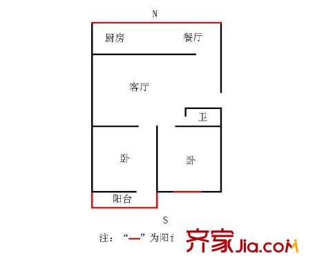 二化小區(qū) 2室戶型圖