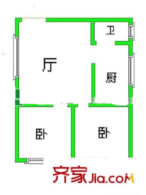地質勘察研究院單位宿舍 2室戶型圖
