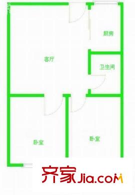 地質勘察研究院單位宿舍 2室 戶型圖