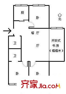 浮村新村 3室 戶型圖