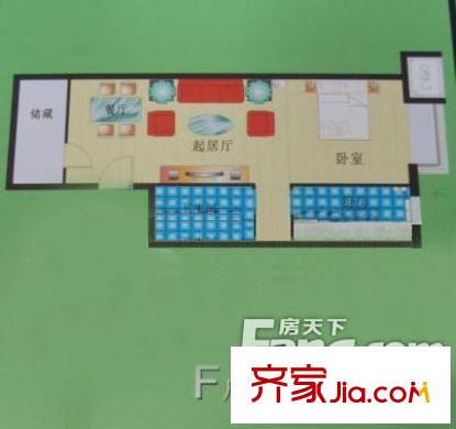 云景豪庭户型图F户型 1室1厅1卫1厨
