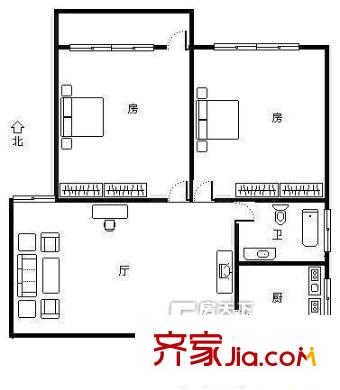 東方華庭 2室 戶型圖