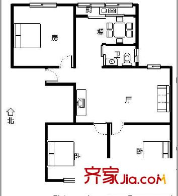 斗門紅星小區(qū) 3室 戶型圖