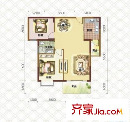 東城名苑 2室 戶型圖