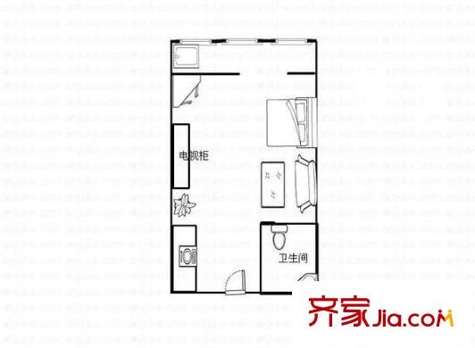 帝登花園 1室 戶型圖