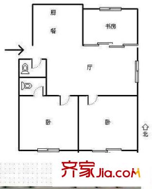 邊防武警宿舍 3室 戶型圖
