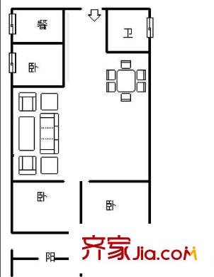 幼師單位宿舍 3室 戶型圖