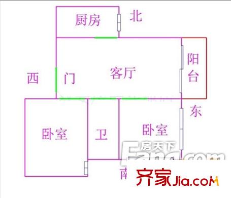 西洋公寓 2室戶型圖