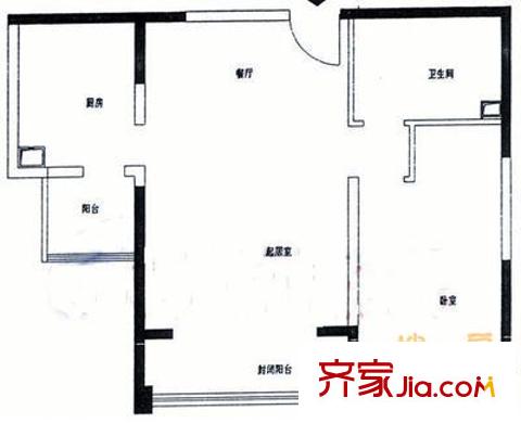 群芳三园 1室 户型图