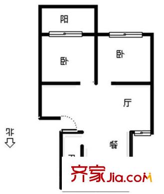 鐵二小區(qū) 2室戶型圖