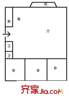 象園升興公寓 3室 戶型圖