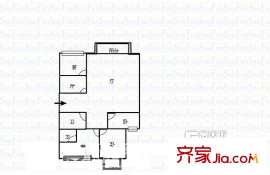 象園升興公寓 3室戶型圖