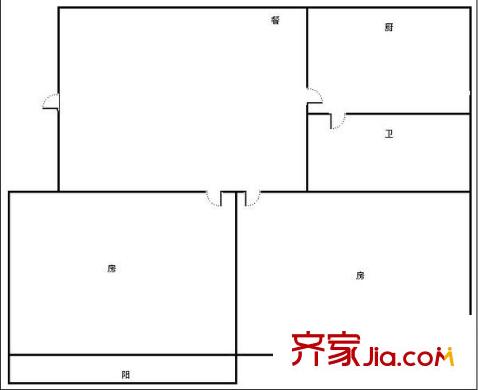 省二建單位宿舍 2室 戶型圖
