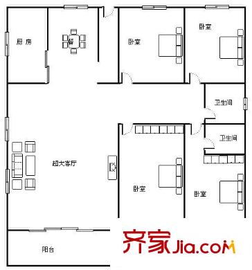 逸園住宅小區(qū) 4室 戶型圖