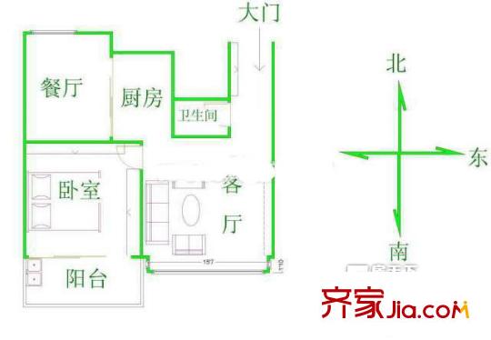 石鼓觀鰲遠(yuǎn)西小區(qū) 1室 戶型圖