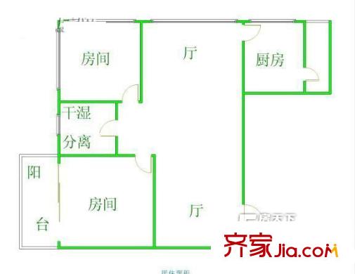 天城小區(qū) 2室戶型圖