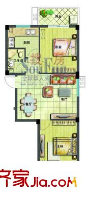 時代春秋戶型圖2室1廳1衛(wèi)1廚