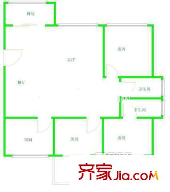 省藍建宿舍 4室 戶型圖
