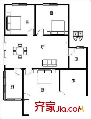 省科協(xié)宿舍（湖濱路） 3室 戶型圖