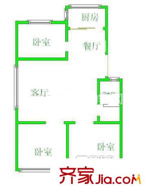 山水公寓 3室 戶型圖