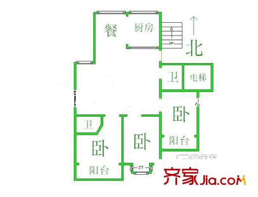 省京劇團單位宿舍 3室戶型圖