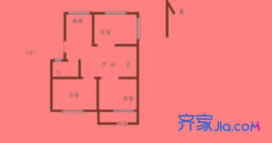 省京劇團單位宿舍 3室 戶型圖