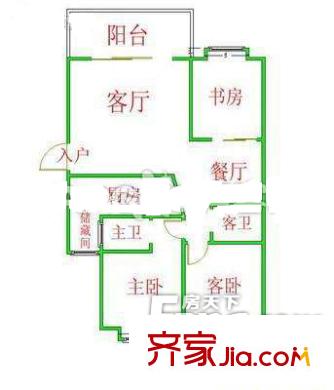 市委黨校宿舍 3室戶型圖