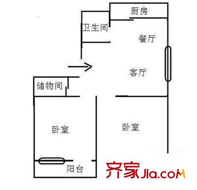 省直機(jī)關(guān)醫(yī)院宿舍 2室 戶型圖