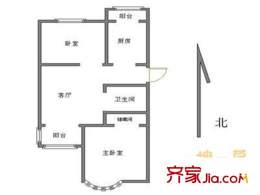 沙河一通宿舍小区 2室 户型图
